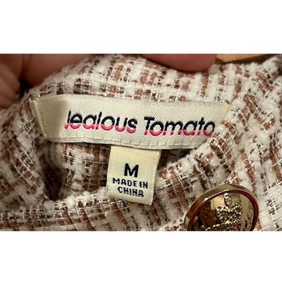 JEALOUS TOMATO Tweed Buttons Front Mini A-Line Skirt - Picture 2 of 3